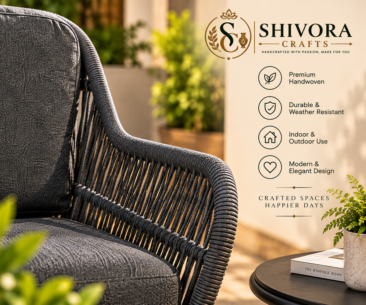 Outdoor Wicker Patio Conversation Set with 2 Chairs & Round Side Table – 3 Piece