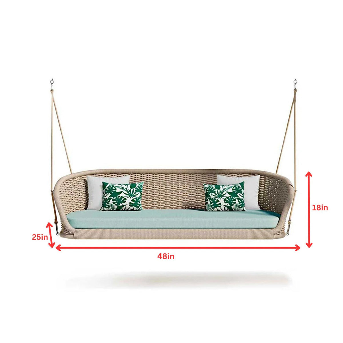 Outdoor Hanging Swing Sofa – Woven Patio Hanging Bench with Cushions