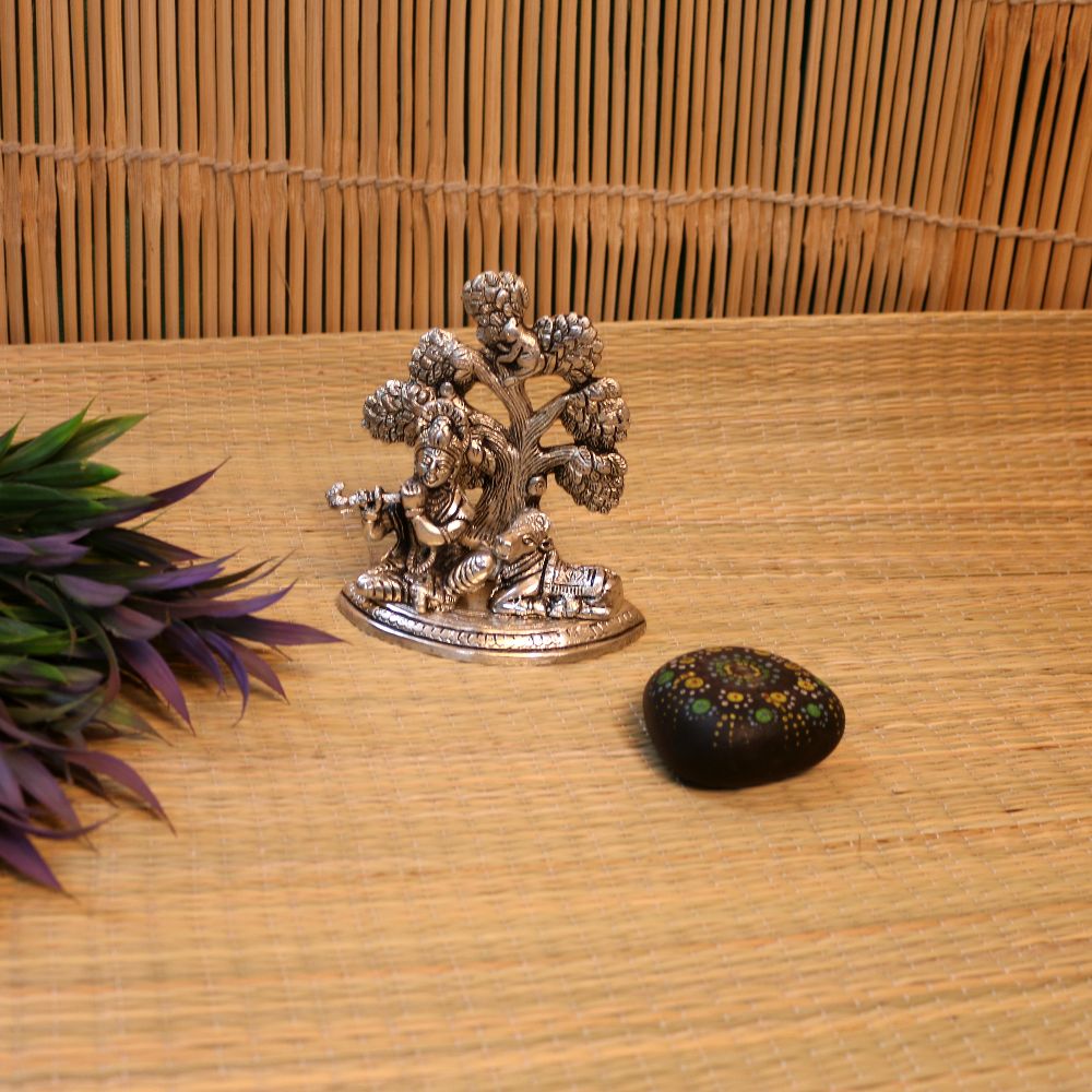 Handcrafted Metal Bal Gopal Tree Showpiece – Decorative Krishna Tree for Home Temple & Spiritual Décor