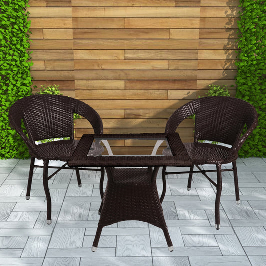 Outdoor Patio Seating Set – 2 Chairs & 1 Round Table