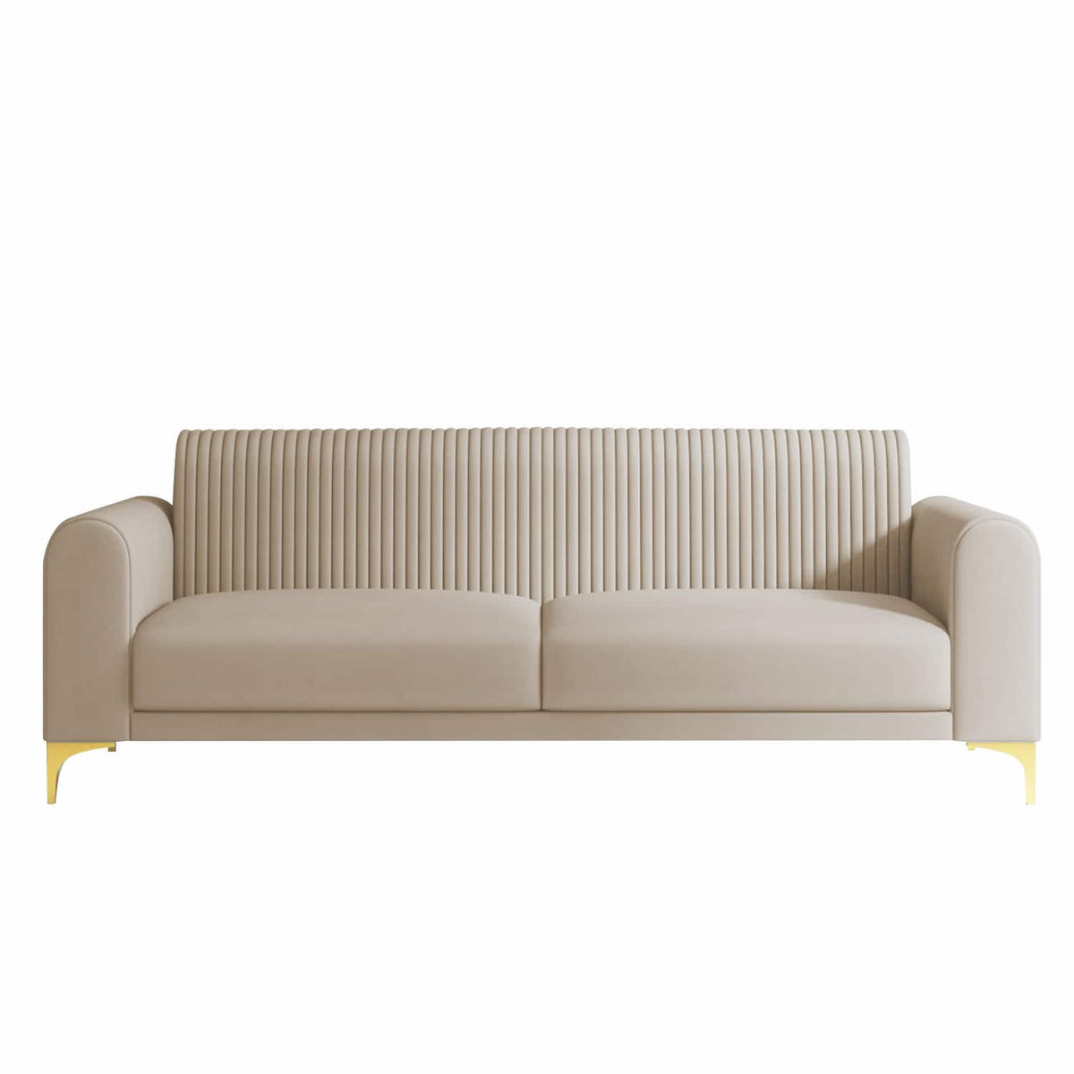 Modern 3-Seater Sofa with Channel-Tufted Back & Metal Legs