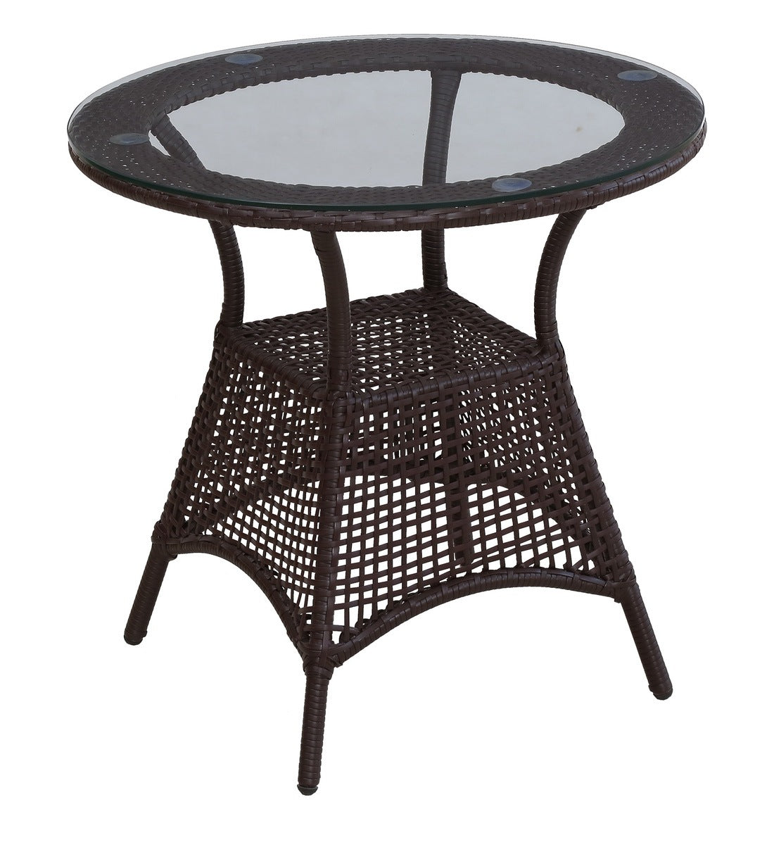 5-Piece Woven Patio Dining Set with 4 Armchairs & Glass-Top Table