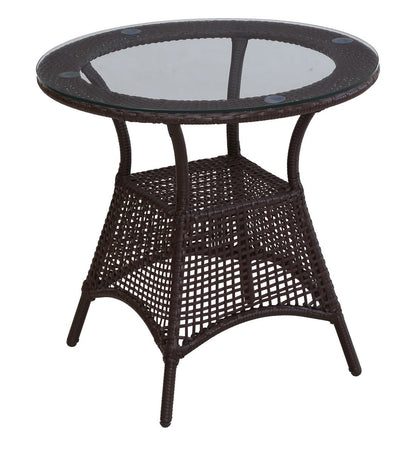 5-Piece Woven Patio Dining Set with 4 Armchairs & Glass-Top Table