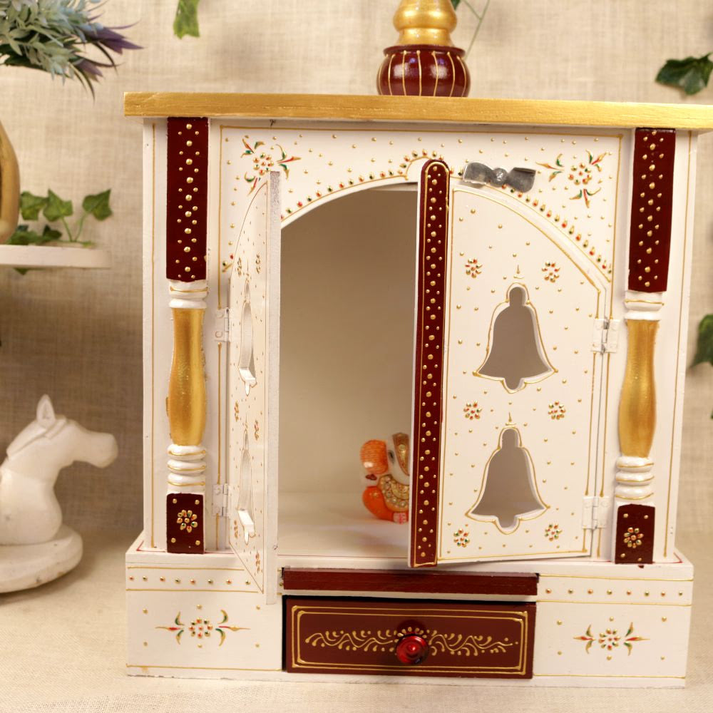 MANDIR DOOR GANTI WALA WHITE COLOUR 9X18X18