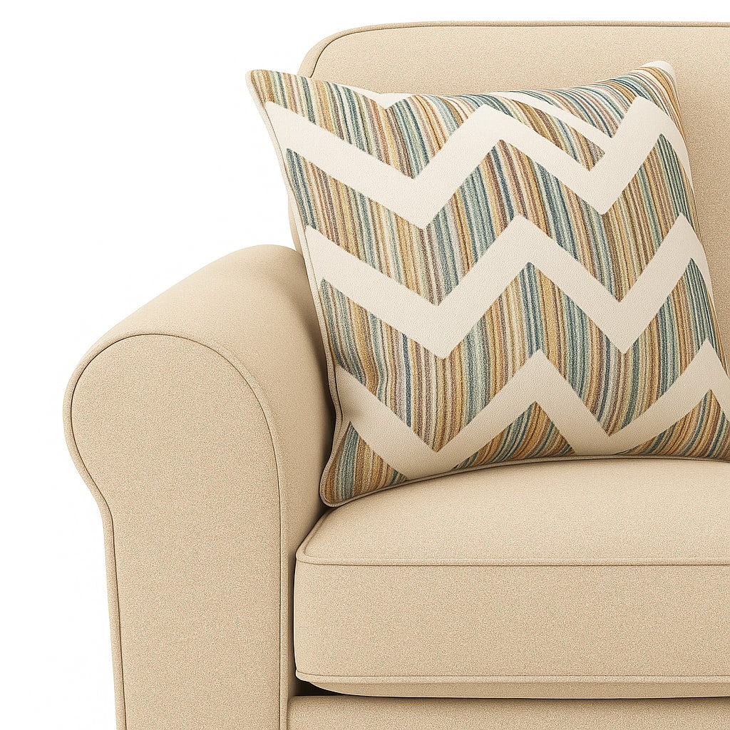 Classic 3-Seater Fabric Sofa with Cushioned Back & Rolled Arms