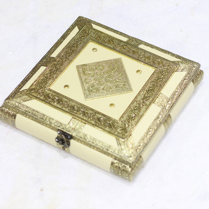 Resin Round Rajwadi Dry Fruit Box | 10×10 cm | Royal Indian Gifting