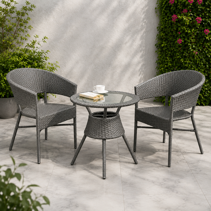 Outdoor Patio Seating Set – 2 Chairs & 1 Round Table