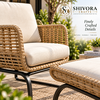 Outdoor Lounge Chair & Ottoman Set – Patio Conversation Seating
