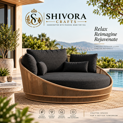 Outdoor Circular Lounge Sofa – Woven Patio Daybed Seating
