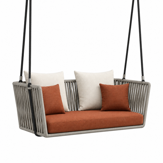 2-Seater Hanging Swing Chair – Woven Outdoor Garden Hanging Bench
