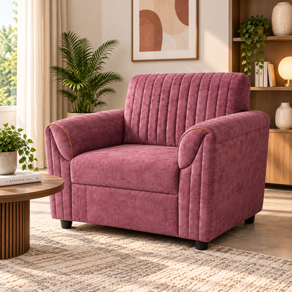 Modern Vertical Channel Tufted Armchair – Upholstered Accent Lounge Chair