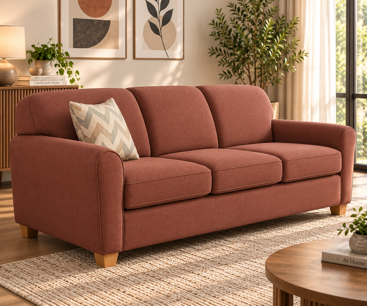 Modern 3 Seater Sofa for Living Room | Fabric Upholstered Sofa