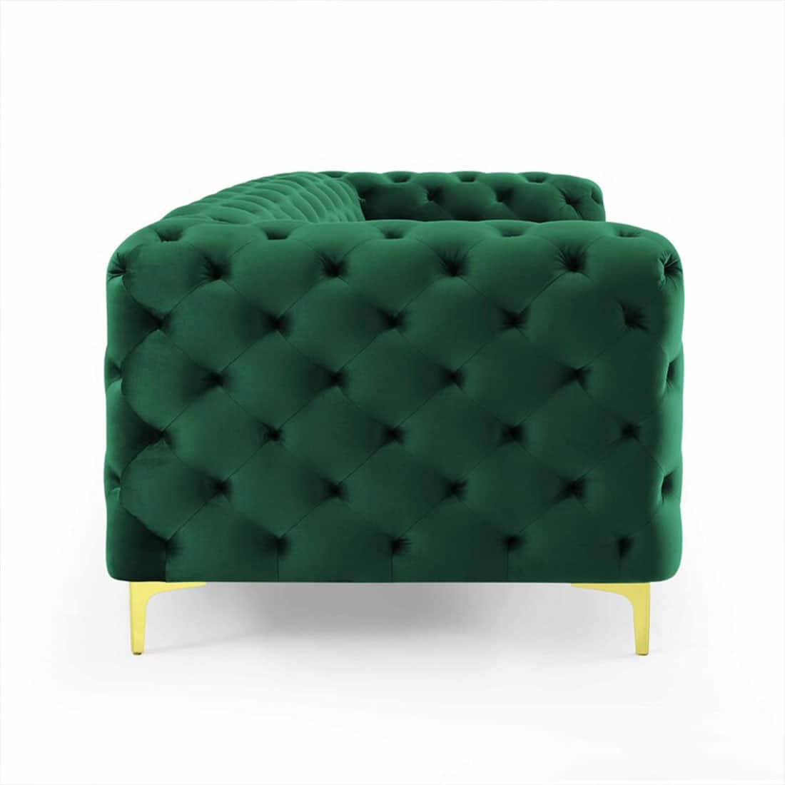 Luxury 3-Seater Green Tufted Chesterfield Sofa with Gold Legs