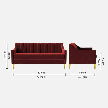 Modern Vertical Channel Tufted 3-Seater Sofa - Shivora Crafts