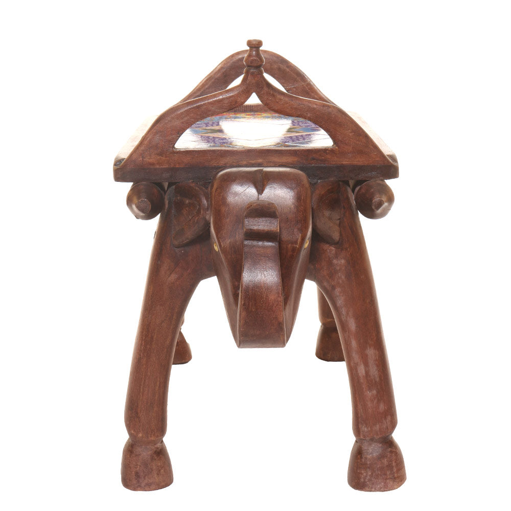 Handcrafted Wooden Elephant Bench – Traditional Carved Decorative Bench for Living Room & Home Décor
