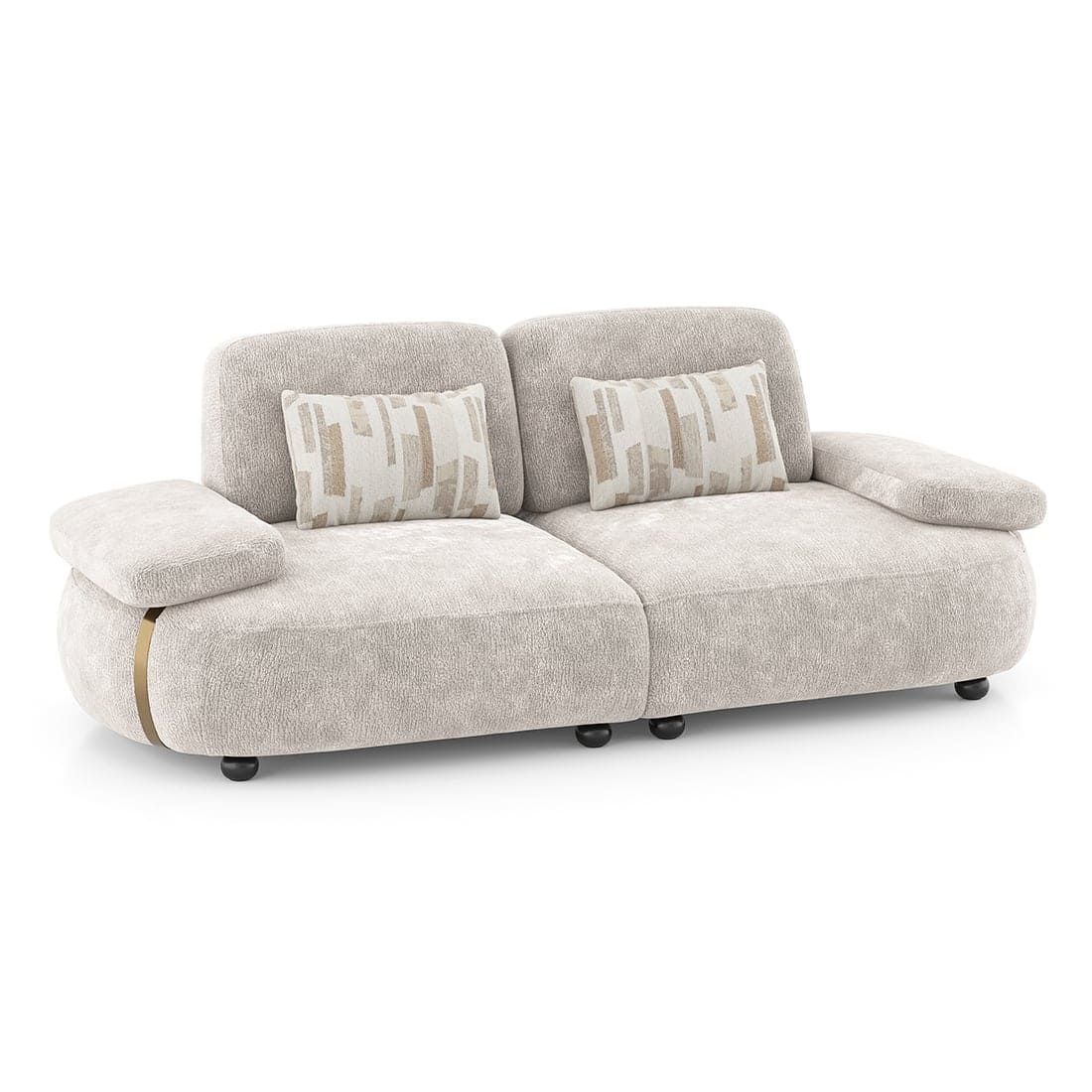 Modern 3-Seater Fabric Sofa with Cushioned Backrest
