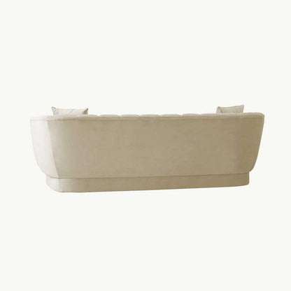 Modern Channel Tufted Sofa with Curved Arms & Accent Pillows
