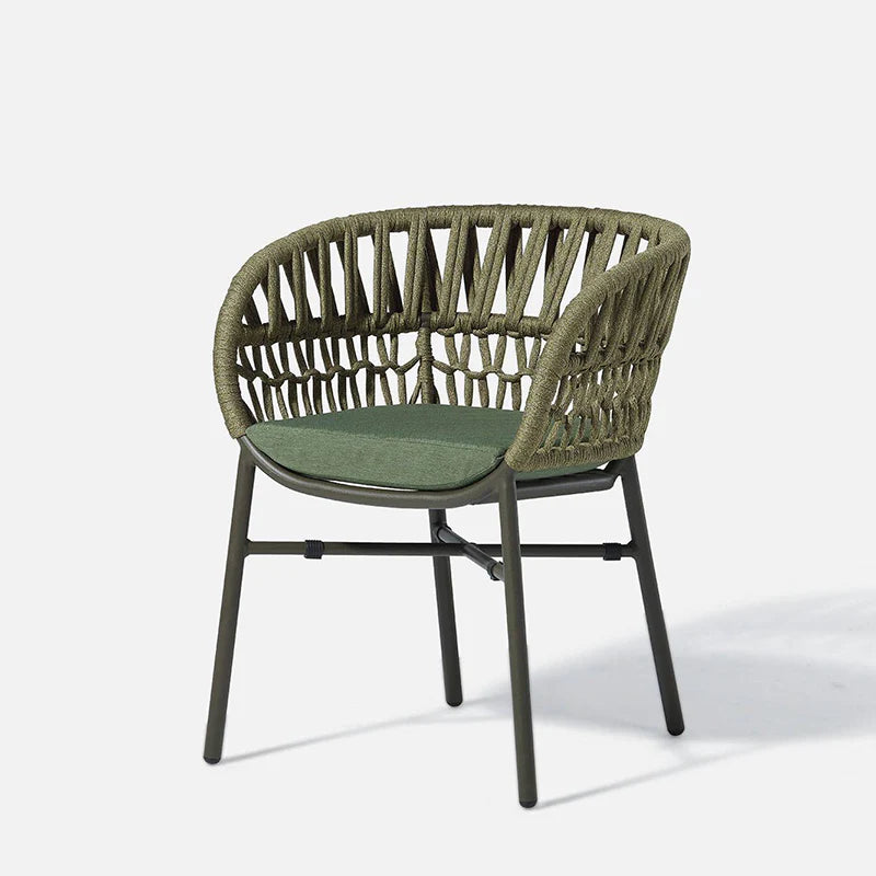 Outdoor Wicker Rope Armchair with Cushioned Seat – Patio & Garden Chair