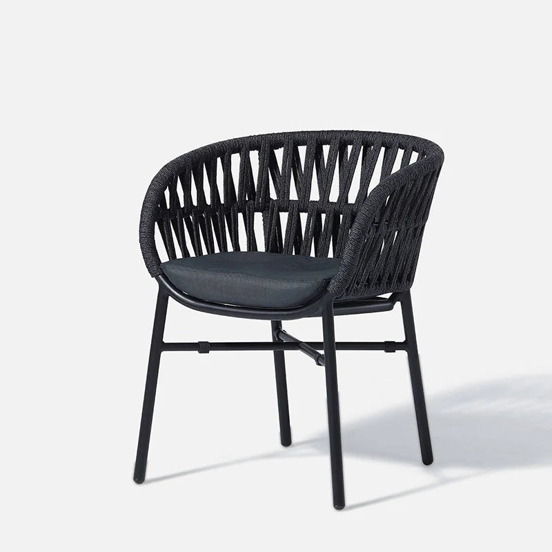 Outdoor Wicker Rope Armchair with Cushioned Seat – Patio & Garden Chair