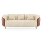 Modern Channel Tufted 3-Seater Sofa with Quilted Arms - Shivora Crafts