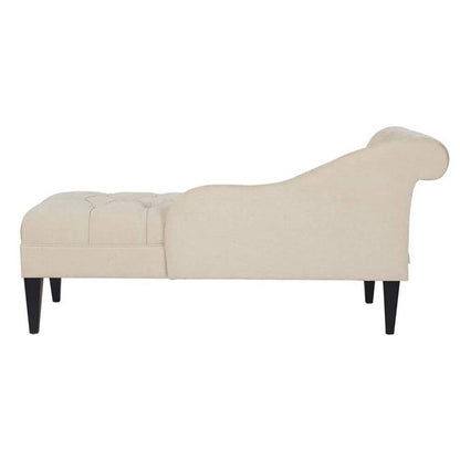 Elegant Tufted Chaise Lounge with Rolled Backrest & Tapered Legs