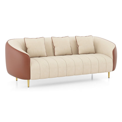 Modern Channel Tufted 3-Seater Sofa with Quilted Arms - Shivora Crafts